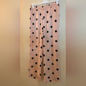 Banana Republic SILKY SATIN Pink & Black Polka Dot Pajama Bottoms (Size Small)